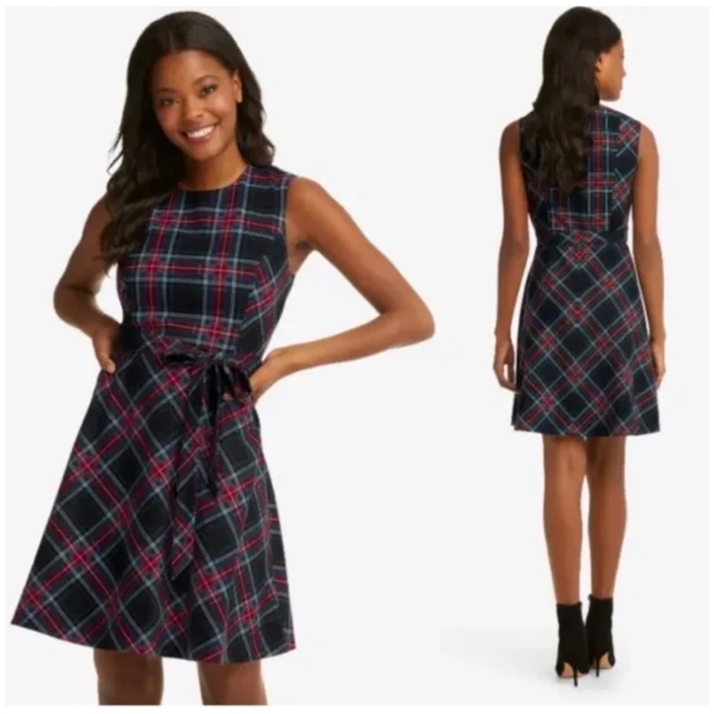 NWT Draper James Georgia Tartan Plaid Love Circle Waist Tree Dress Size 14 - Picture 2 of 16